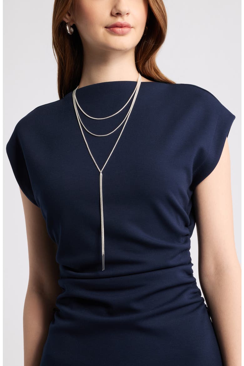 Snake Chain Layered Y-Necklace, Alternate, color, SILVER