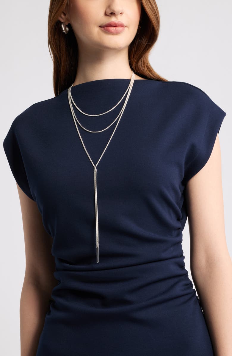 Nordstrom Snake Chain Layered Y-Necklace, Alternate, color, Silver