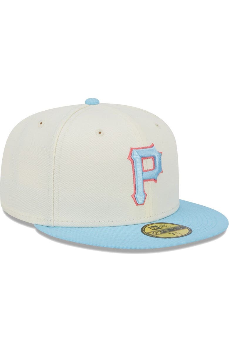 New Era Men's New Era Cream/Light Blue Pittsburgh Pirates Spring Color Two-Tone 59FIFTY Fitted Hat, Alternate, color, 