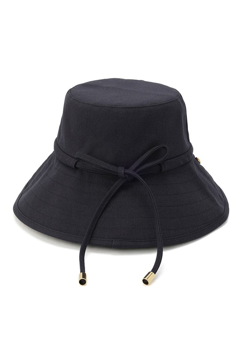 bow ties long brim bucket hat, Alternate, color, PARISIAN NAVY