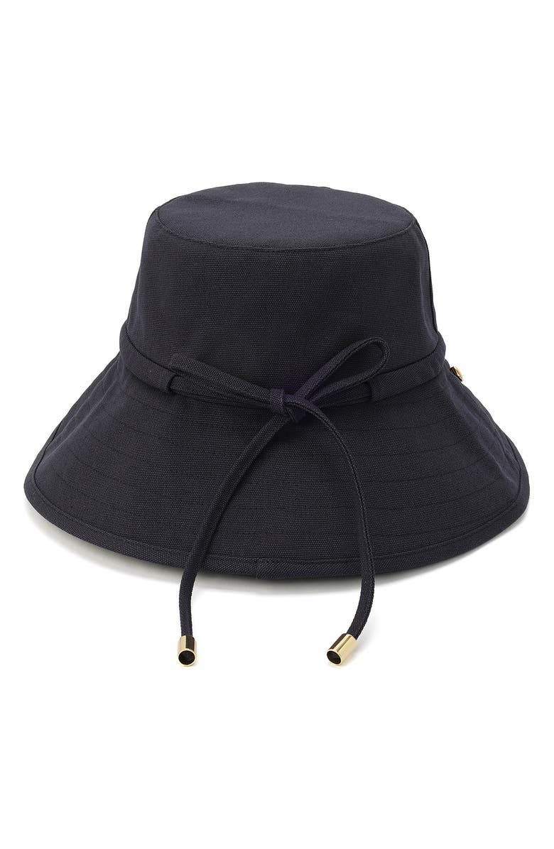 Kate Spade New York bow ties long brim bucket hat, Alternate, color, Parisian Navy