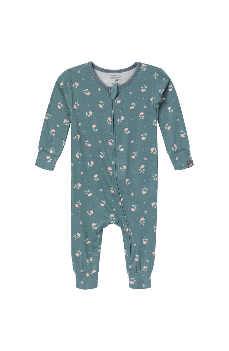Modern Moments<sup>™</sup> by Gerber 2-Pack Girl's Tight Fitting Footless Pajamas, Alternate, color, Dark Teal Rose