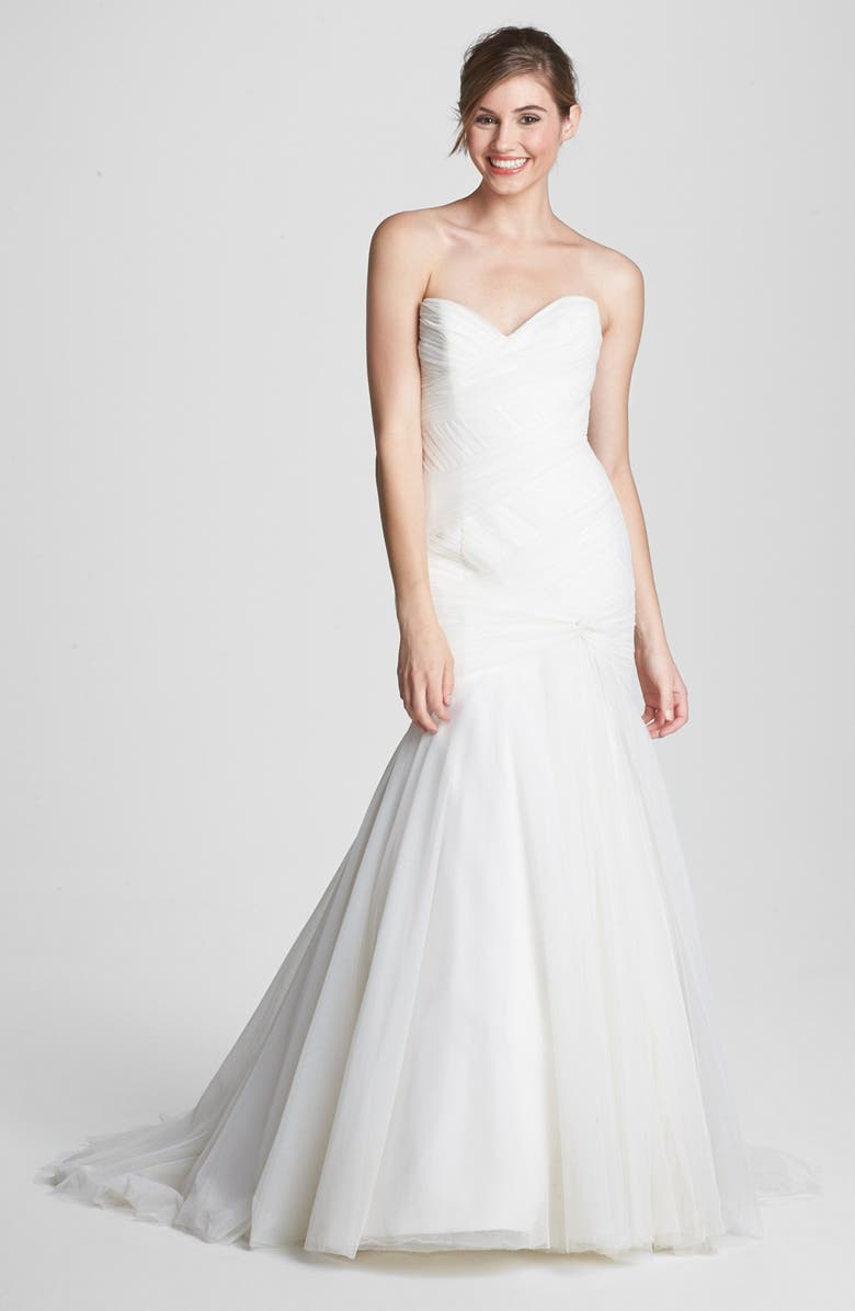 Anne Barge 'Aimee' Ruched Mesh Mermaid Dress, Alternate, color, 