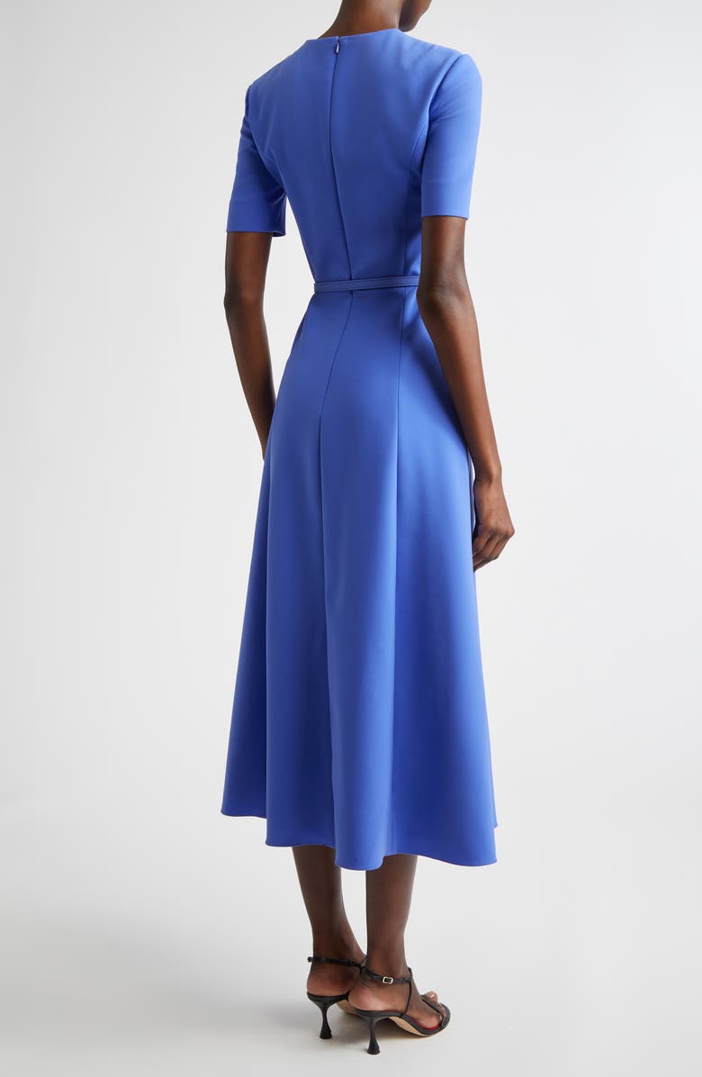 Carolina Herrera Belted Crepe Midi Dress, Alternate, color, Bluebell