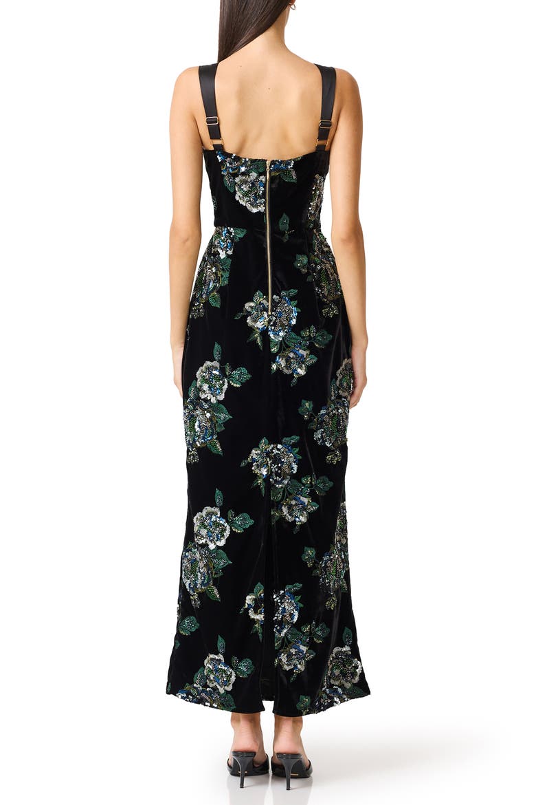 Clio Rhinestone Sleeveless Gown, Alternate, color, BLACK/ GREEN