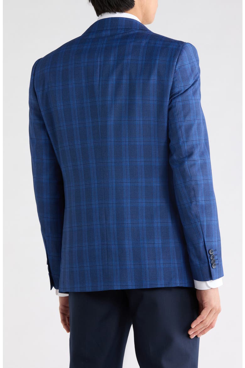 Trim Fit Plaid Sport Coat, Alternate, color, NAVY