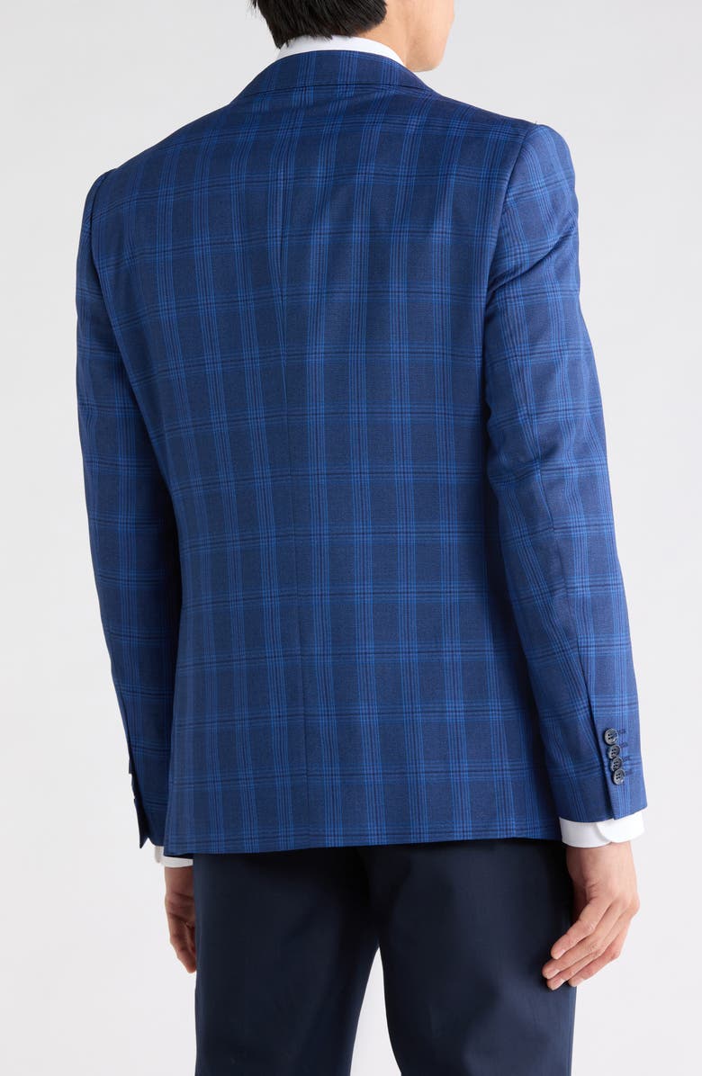 ZANETTI Trim Fit Plaid Sport Coat, Alternate, color, Navy