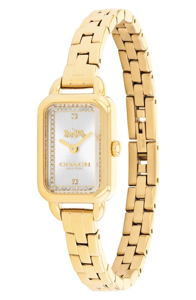 COACH Ludlow Rectangular Bracelet Strap Watch, 17mm x 24mm, Alternate, color, Gold/Silver Face