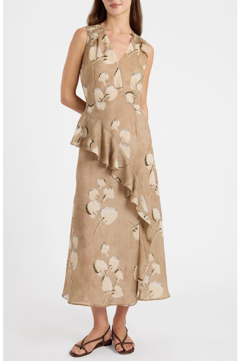 Cona Midi Dress with Ruffle Panel, Alternate, color, Chai