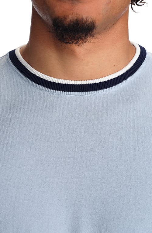 Studio Garnet Los Angeles Contrast Collar Short Sleeve Sweater In Blue