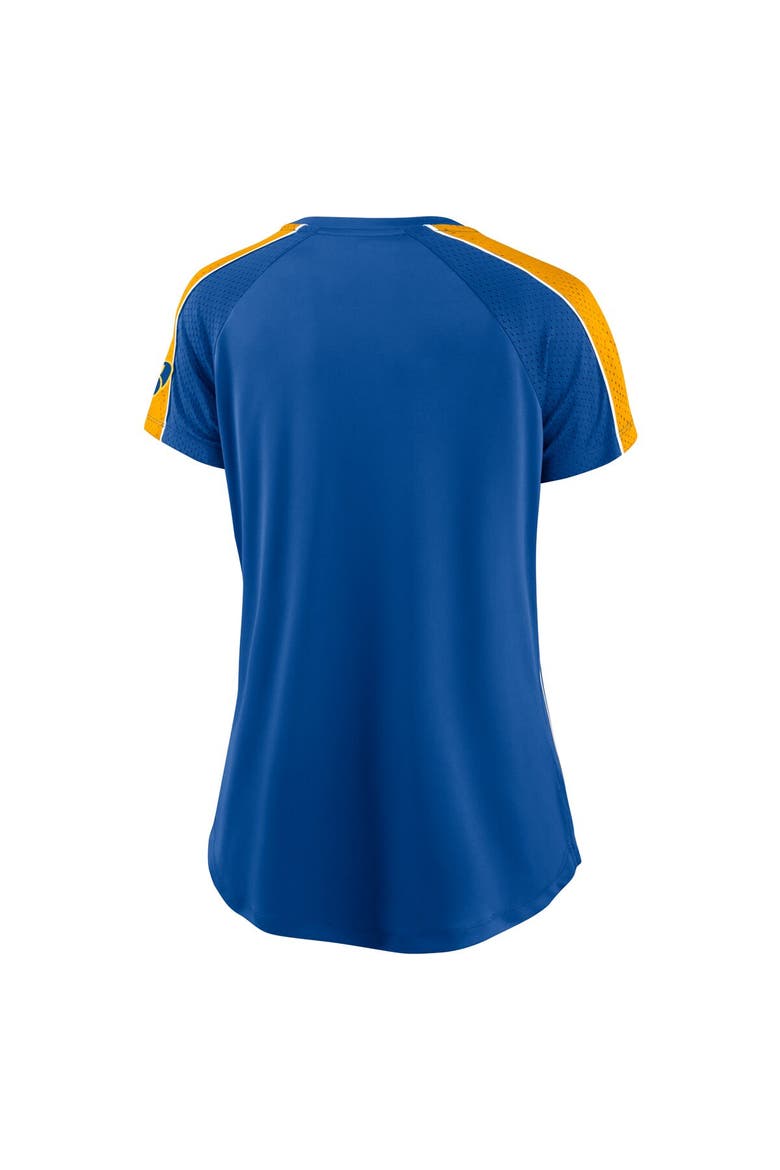 Women's Fanatics Branded Royal/Gold Milwaukee Brewers True Classic League Diva Pinstripe Raglan V-Neck T-Shirt, Alternate, color, Royal