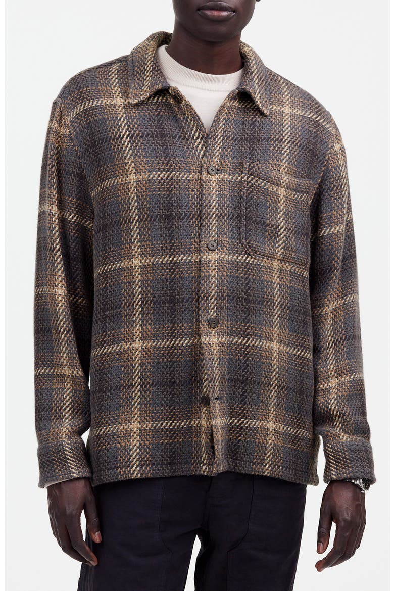 Plaid Twill Boxy Shirt Jacket, Main, color, BLACK COAL