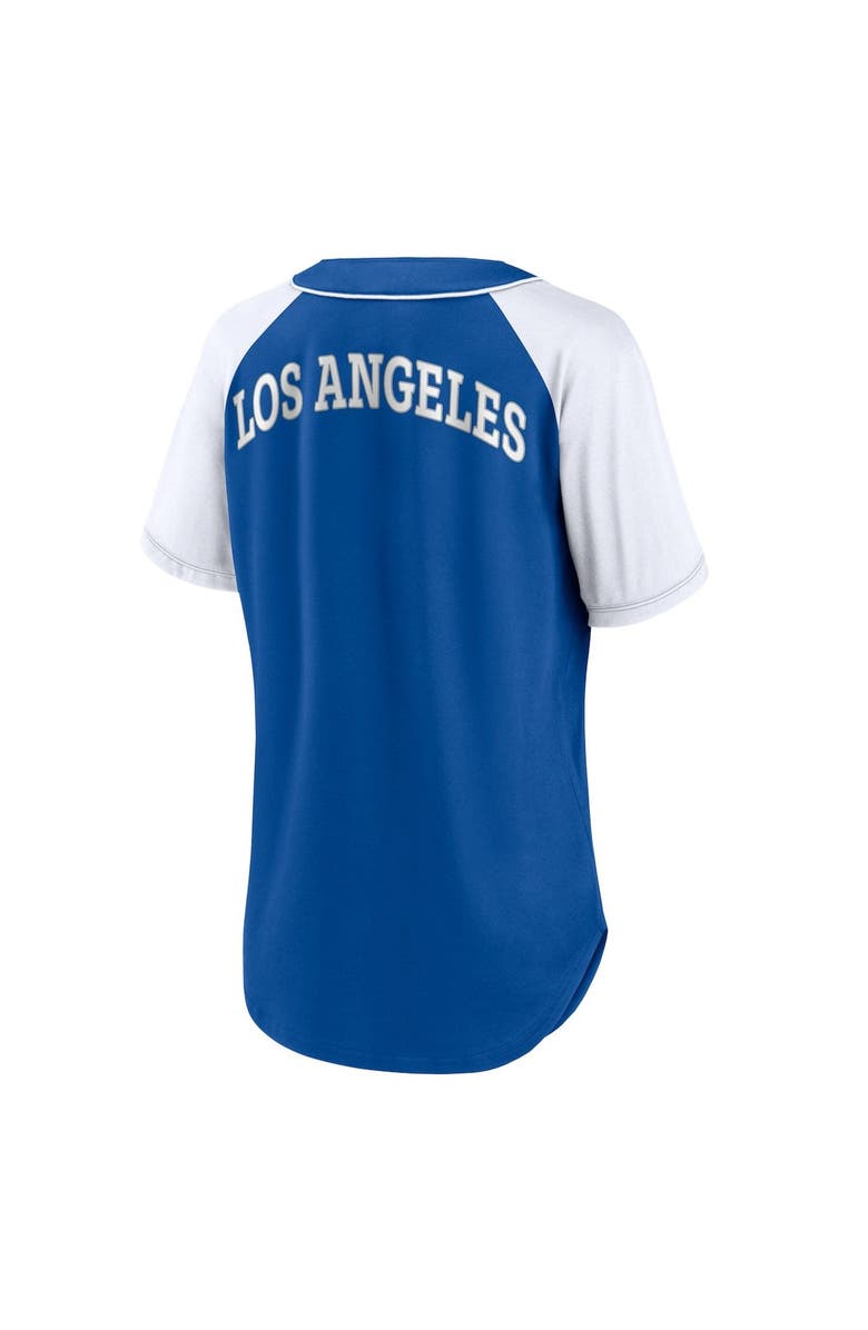 FANATICS Women's Fanatics Branded Royal Los Angeles Dodgers Bunt Raglan V-Neck T-Shirt, Alternate, color, 