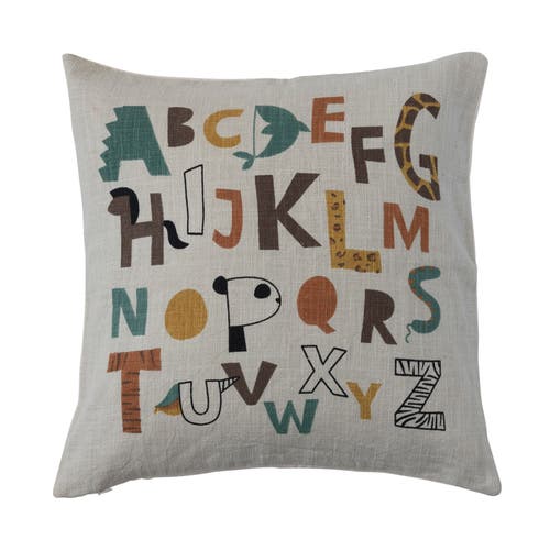 Storied Home Kids Cotton Alphabet Print Throw Pillow Cover In White