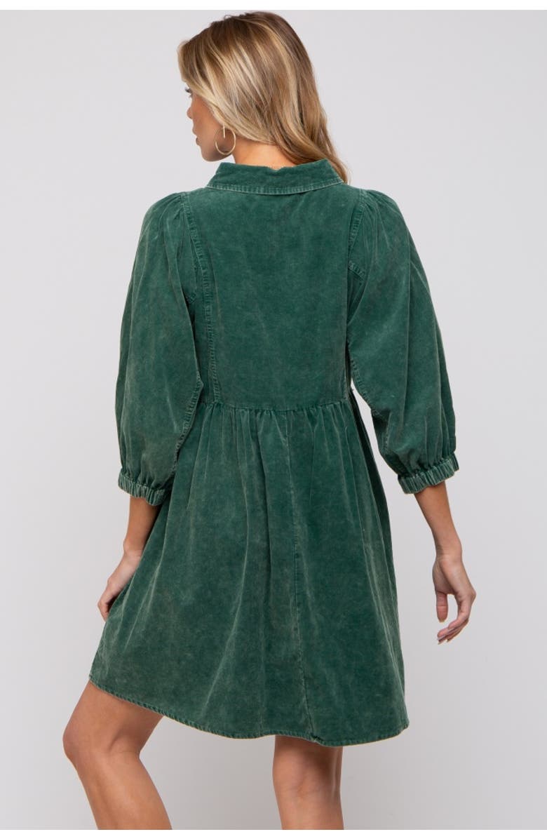 PinkBlush Corduroy Button Down Collared Dress, Alternate, color, Green
