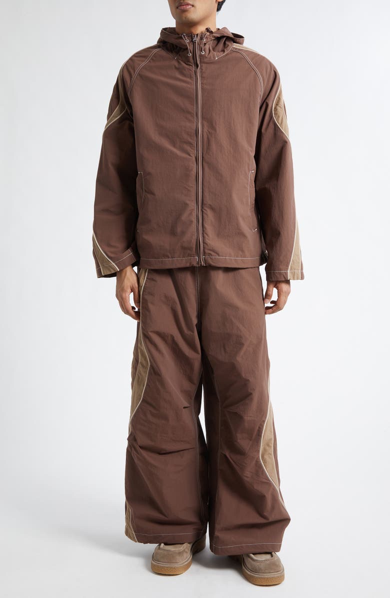 ERL Gender Inclusive UFO Nylon Wide Leg Track Pants, Alternate, color, Brown