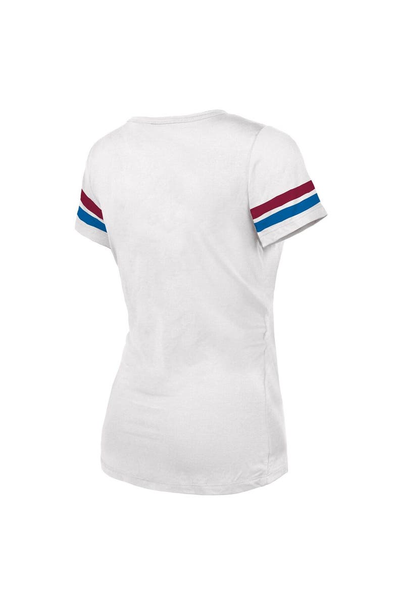 Majestic Threads Women's Majestic Threads White Colorado Avalanche 2022 Stanley Cup Champions Striped V-Neck T-Shirt, Alternate, color, 