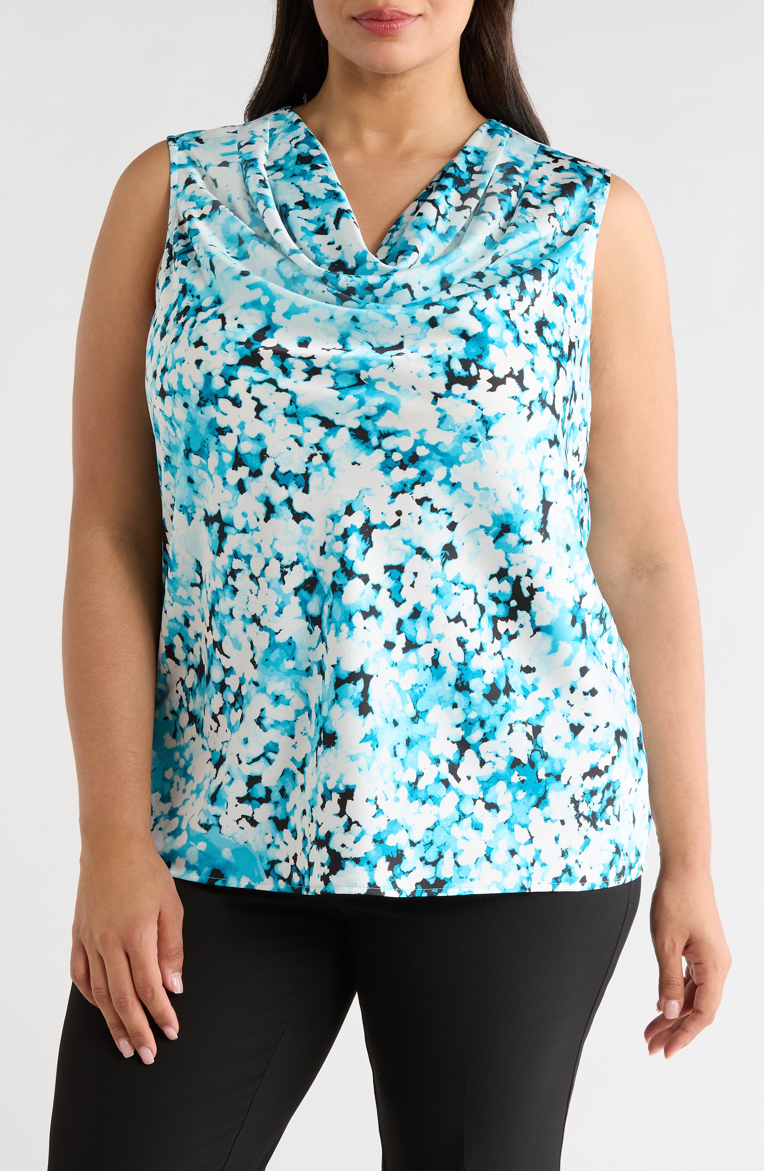 Floral Print Cowl Neck Top