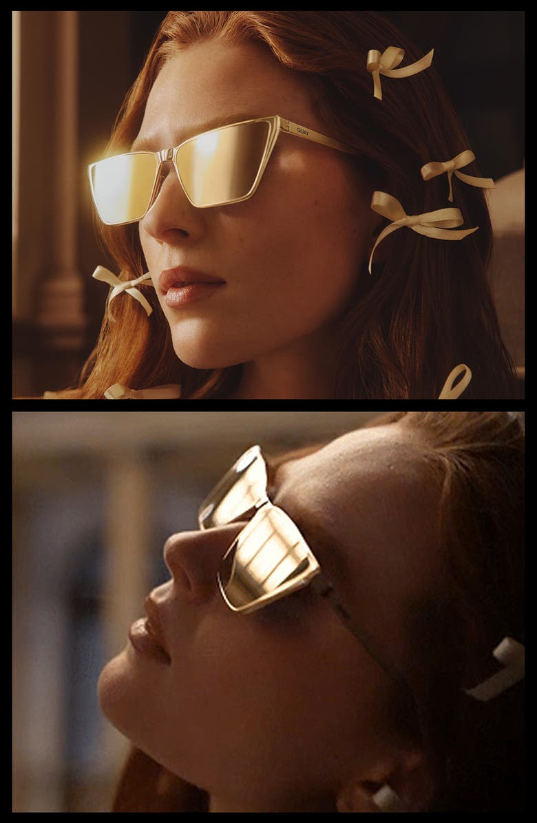 QUAY Bad Habit 63mm Oversize Cat Eye Sunglasses, Alternate, color, Gold/ Gold