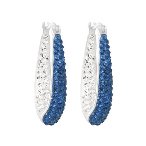 Crystalogy Blue And Clear Crystal Inside Out Oval Hoop Earrings In Metallic