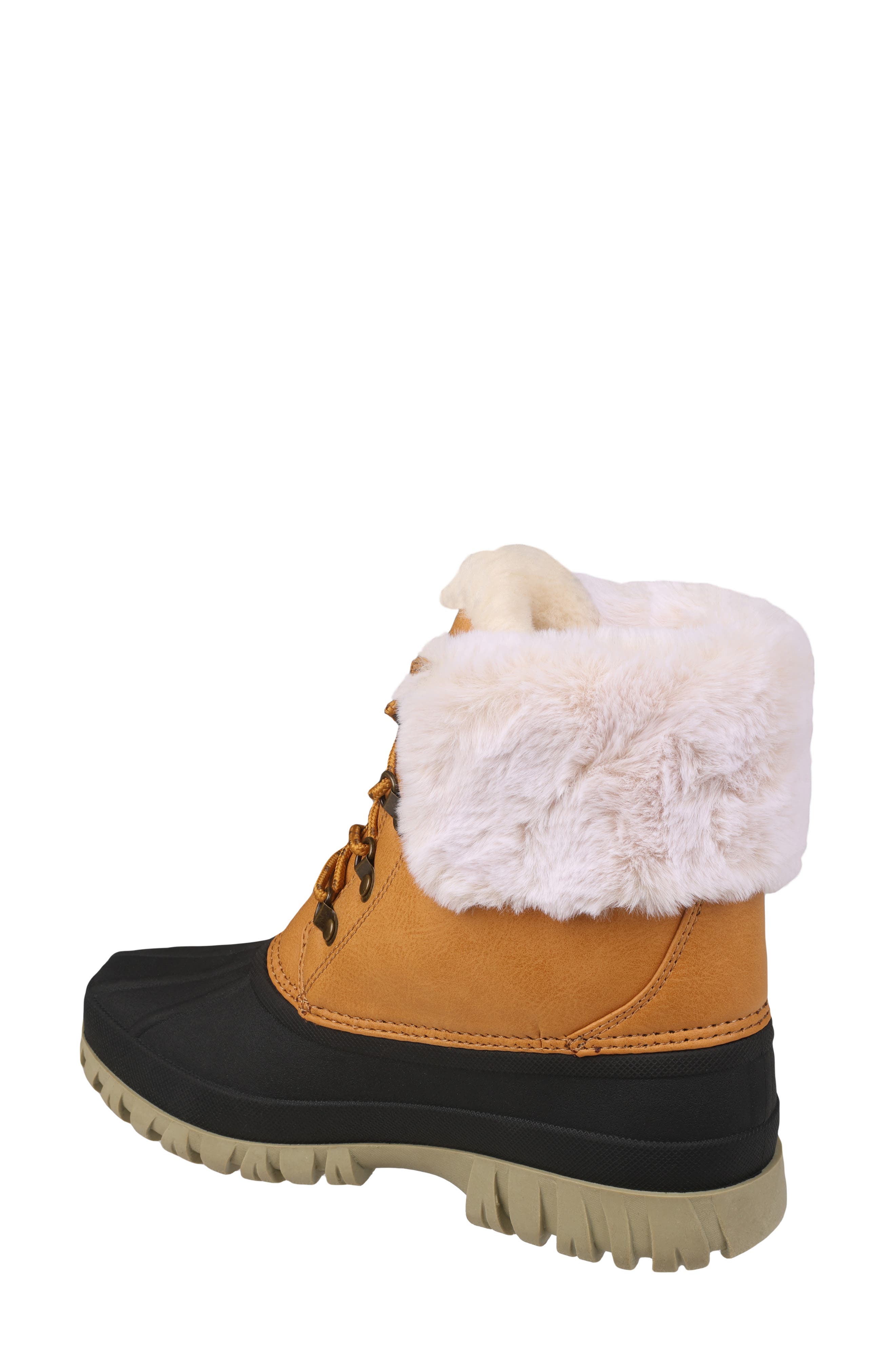 Mykos Faux Fur Lined Duck Boot, Alternate, color, Mustard/ Black
