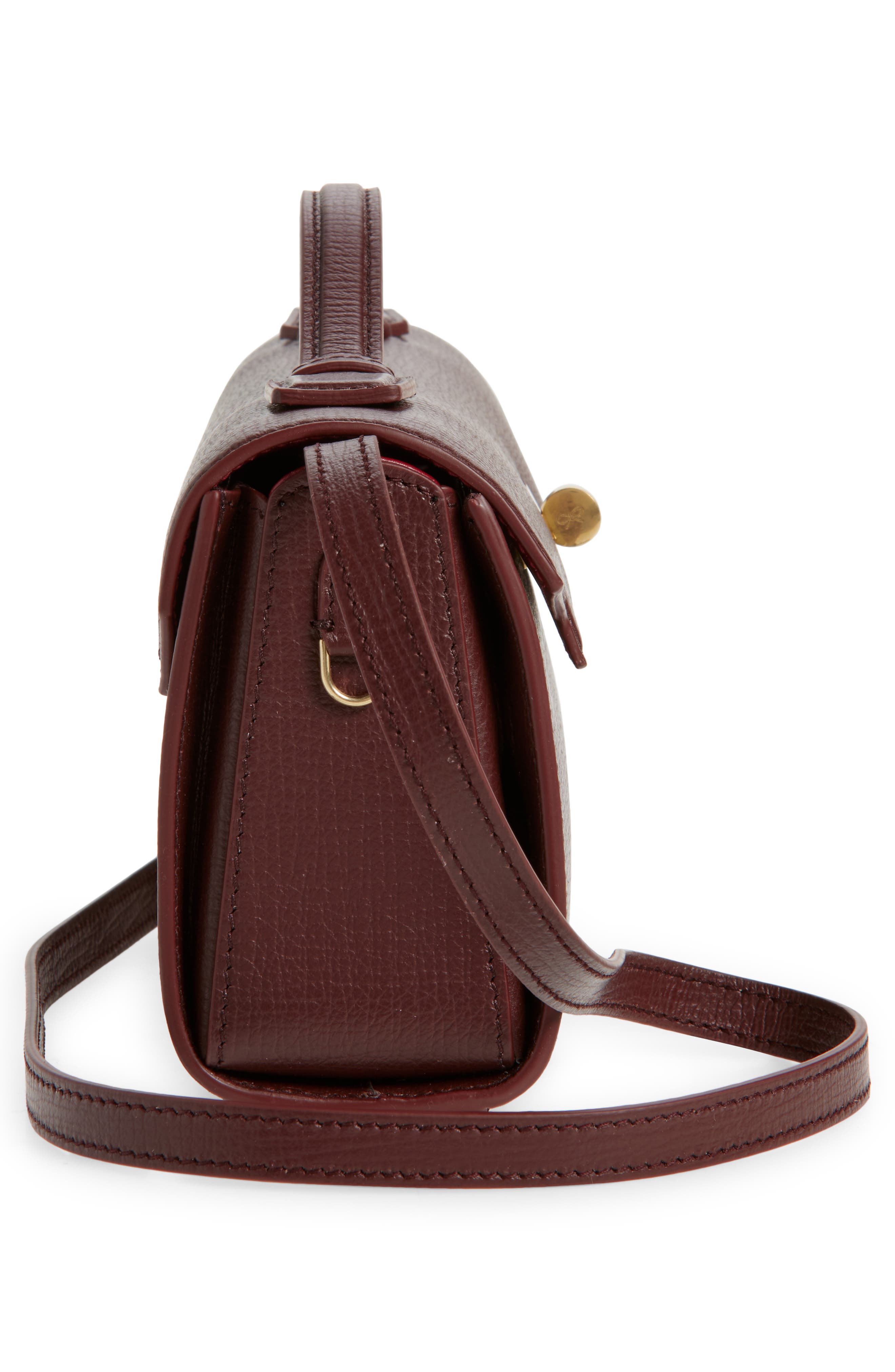 Anya Hindmarch Mortimer Crosshatch Leather Clutch, Alternate, color, Barolo