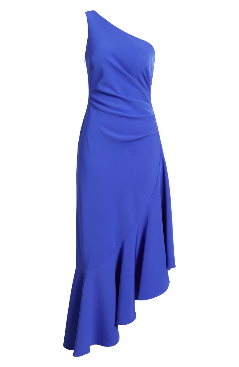Eliza J One-Shoulder Midi Cocktail Dress, Alternate, color, Sapphire