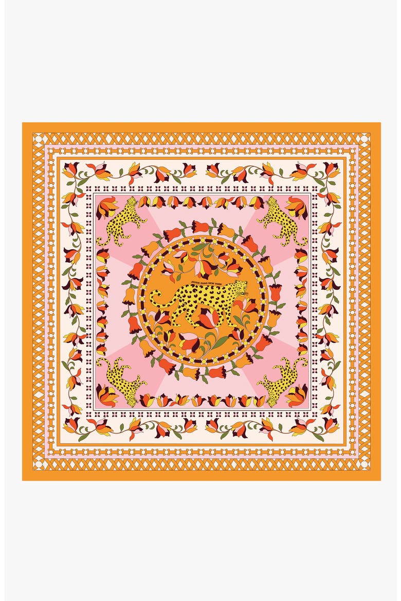 Double Sided Silk Scarf of Tropical Love, Main, color, Orange