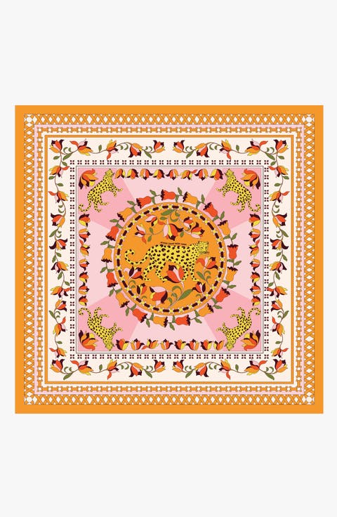 Double Sided Silk Scarf of Tropical Love
