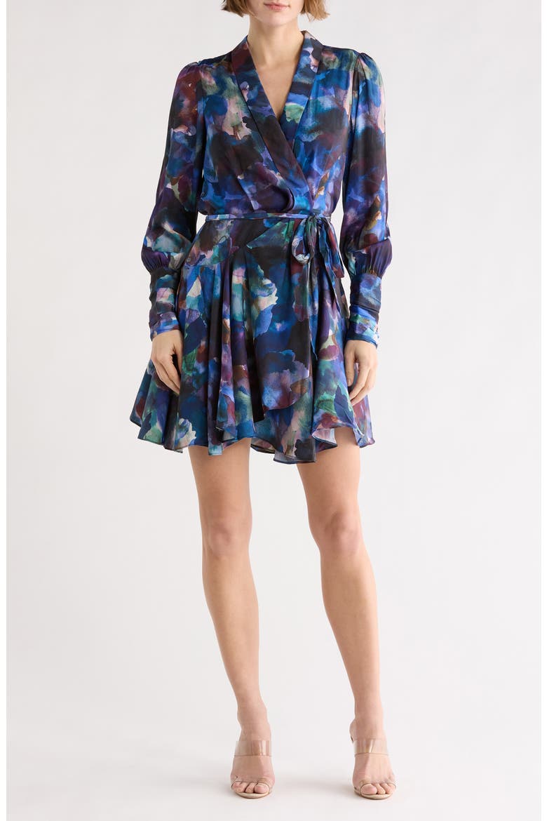 Glenna Long Sleeve Wrap Dress, Main, color, TWILIGHT PETALS