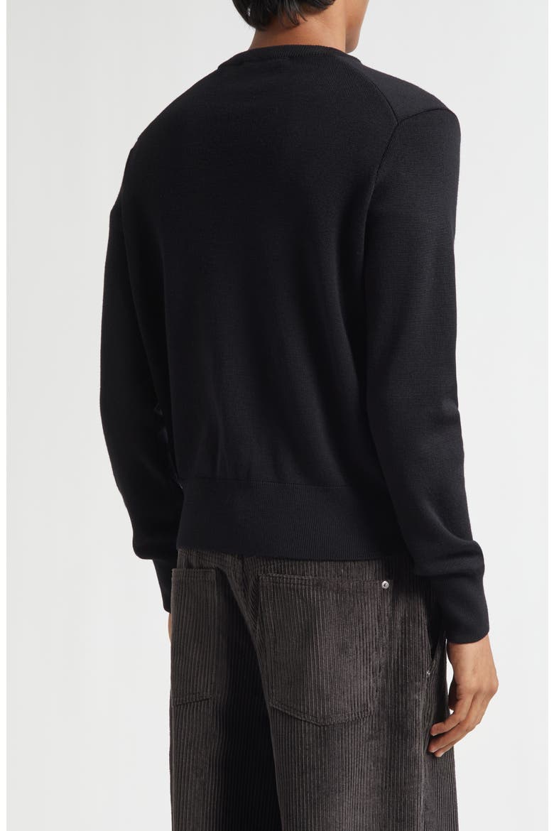 Ami de Coeur Patch Merino Wool Cardigan, Alternate, color, NOIR/ ROUGE