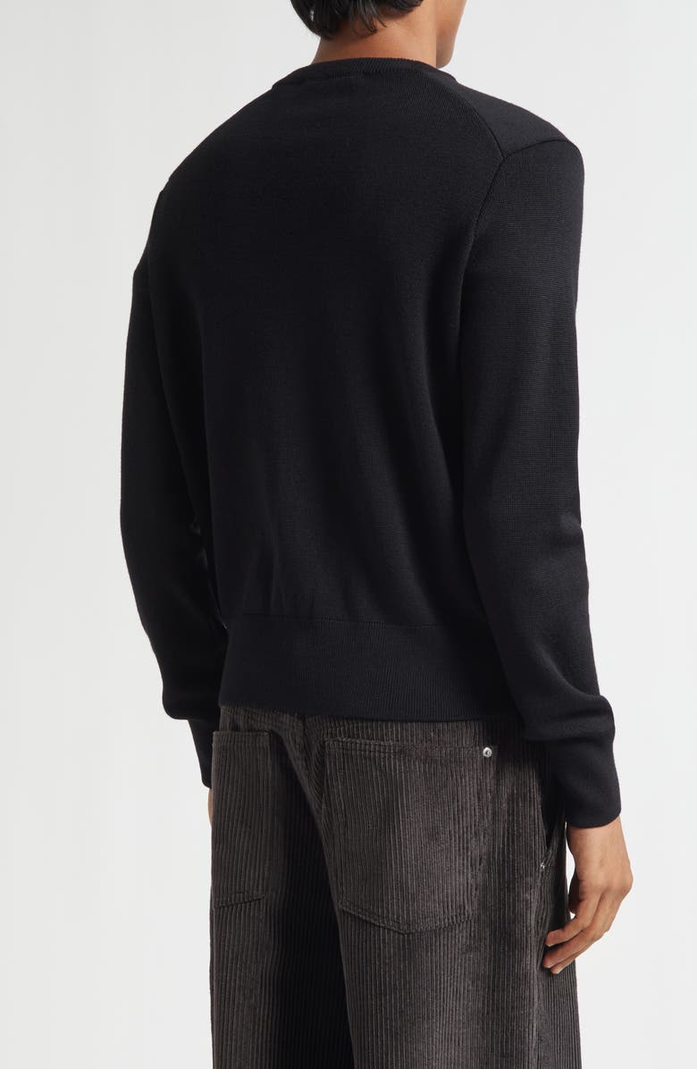 AMI PARIS Ami de Coeur Patch Merino Wool Cardigan, Alternate, color, Noir/ Rouge