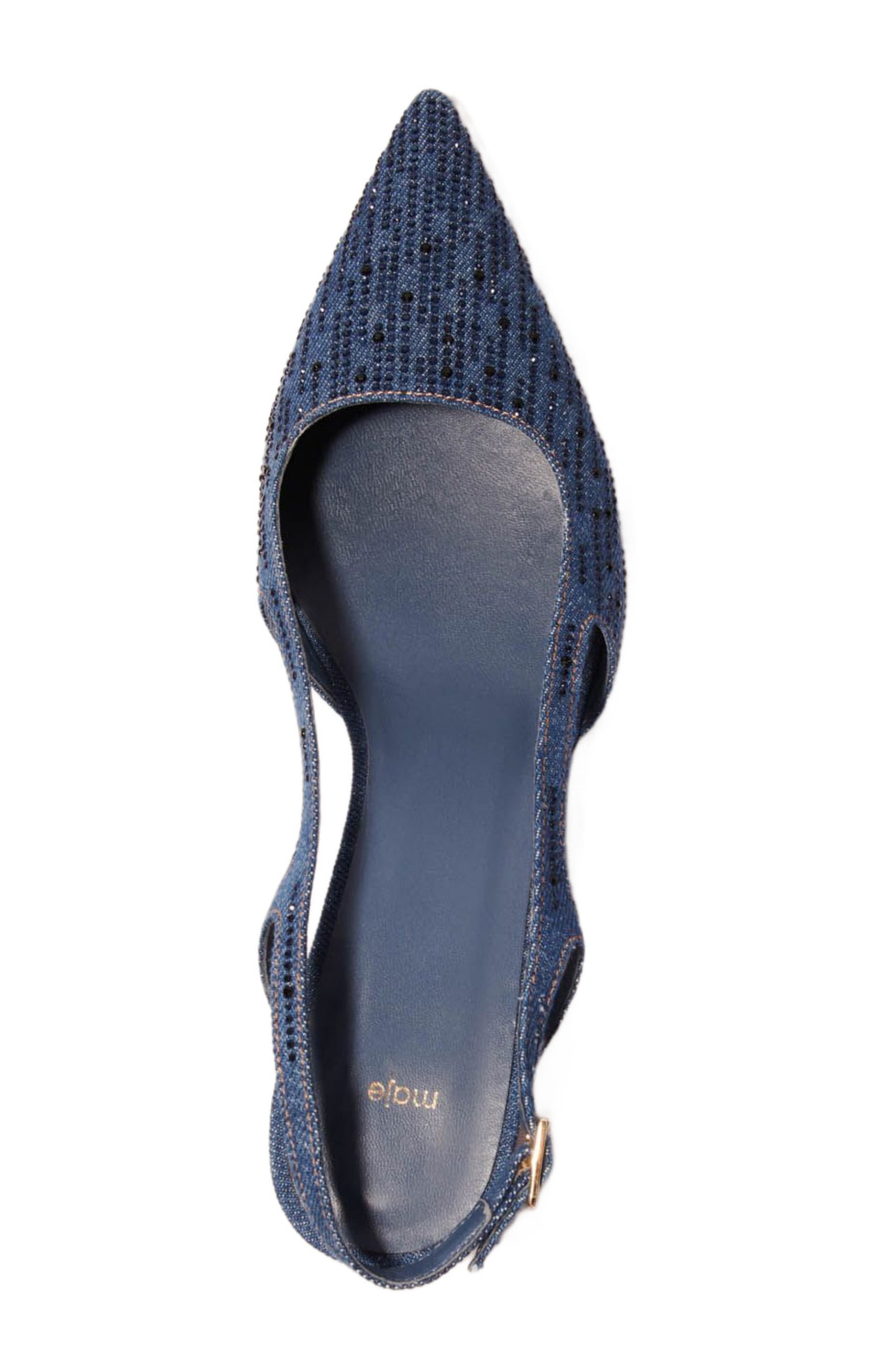 maje Slingback pump in rhinestone denim, Alternate, color, 