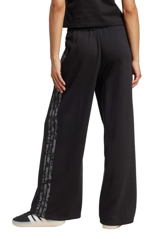 Adidas Originals Womens Adidas 3-stripes Animal Printed Open Hem Pants In Black