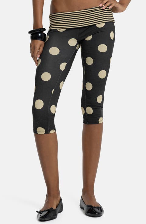 Mixed Print Foldover Waist Capri Pants