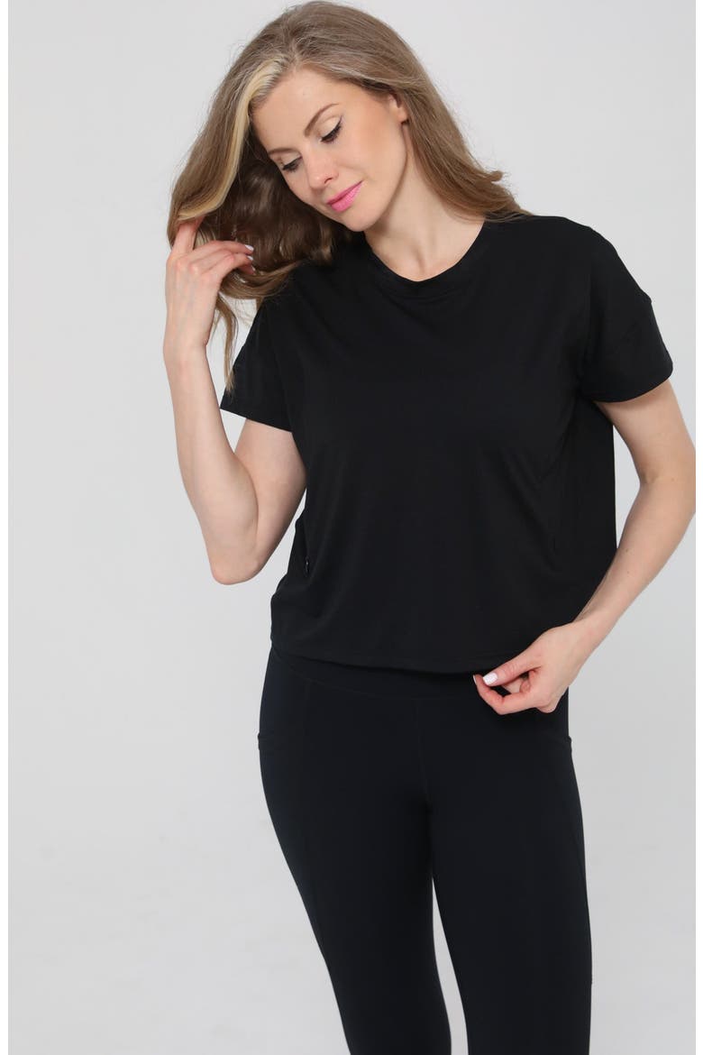 Abigail Short Sleeve Nursing T-Shirt, Alternate, color, Noir