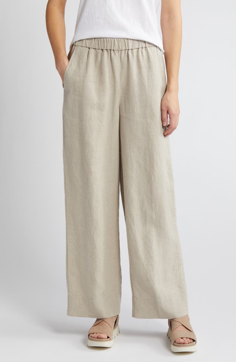 Eileen Fisher Organic Linen Wide Leg Pants, Main, color, 