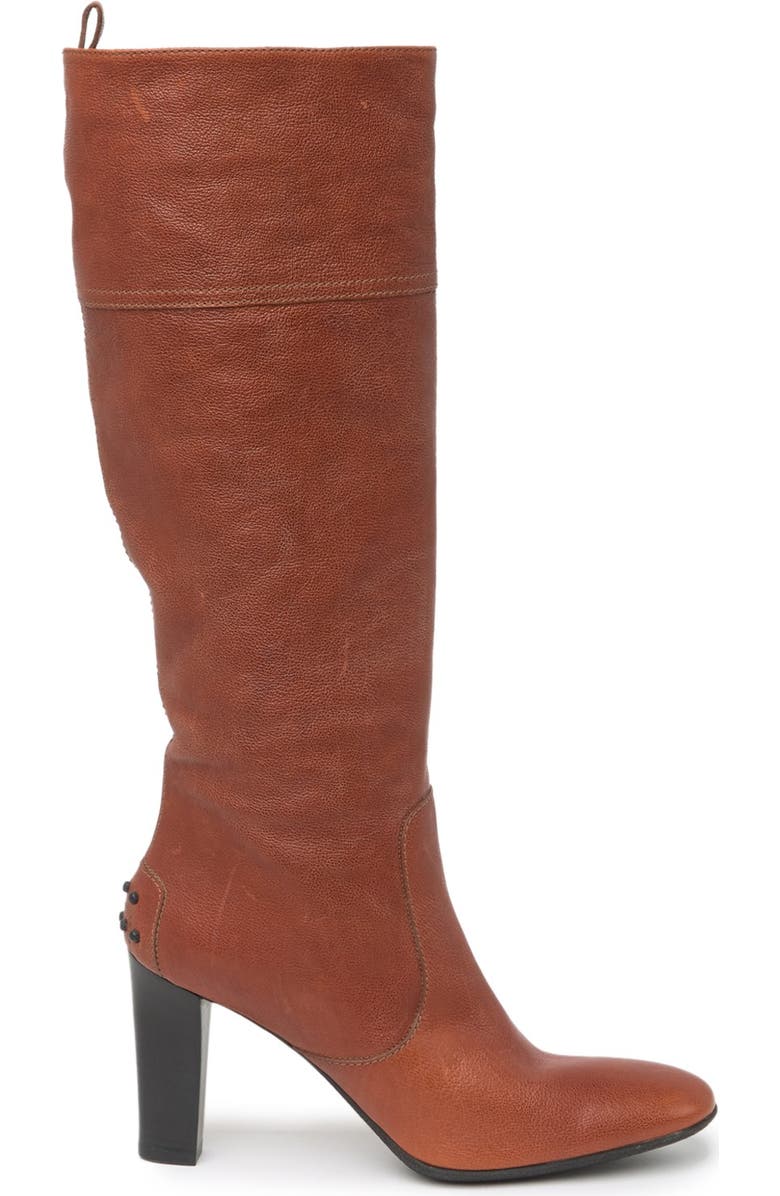 Tod's Tall Leather Block Heel Boot, Alternate, color,