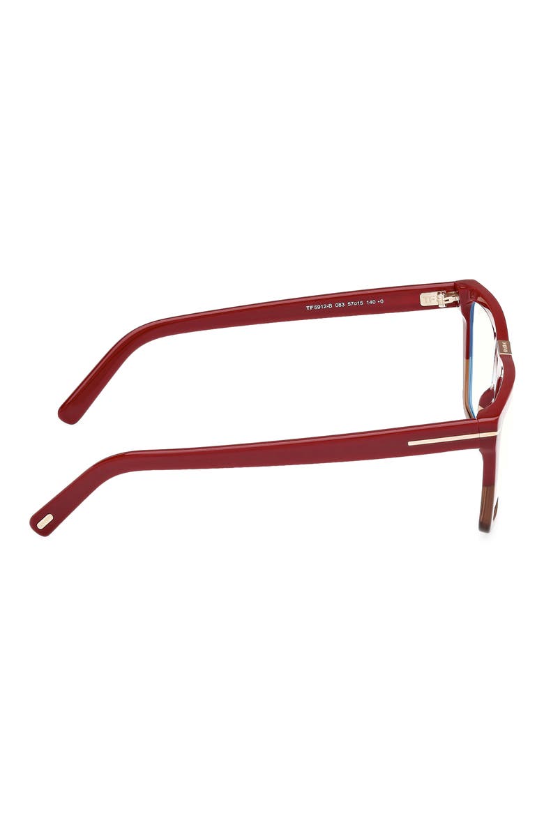 57mm Square Blue Light Blocking Glasses, Alternate, color, COLOR BLOCK RED / CHAMPAGNE