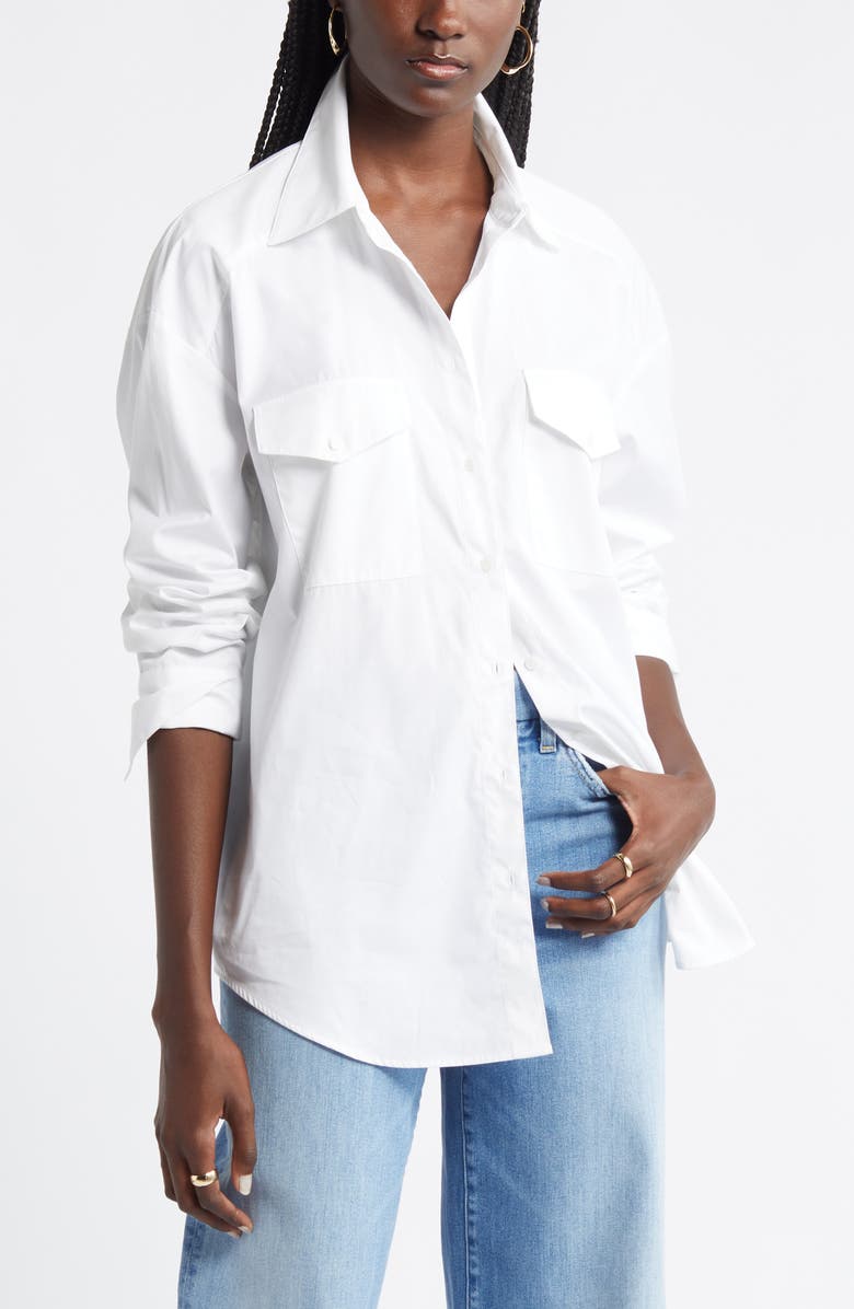 Nordstrom Poplin Two-Pocket Button-Up Shirt, Main, color,
