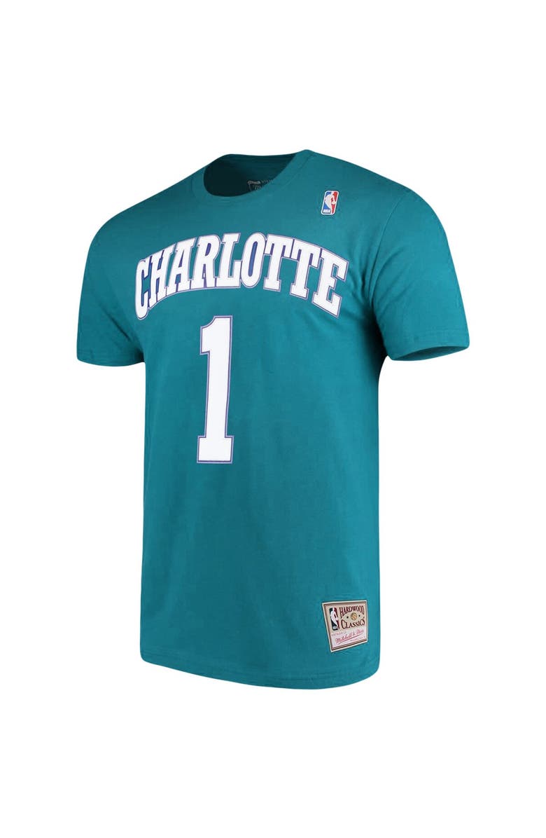 Mitchell & Ness Men's Mitchell & Ness Muggsy Bogues Teal Charlotte Hornets Hardwood Classics Name & Number Player T-Shirt, Alternate, color, 