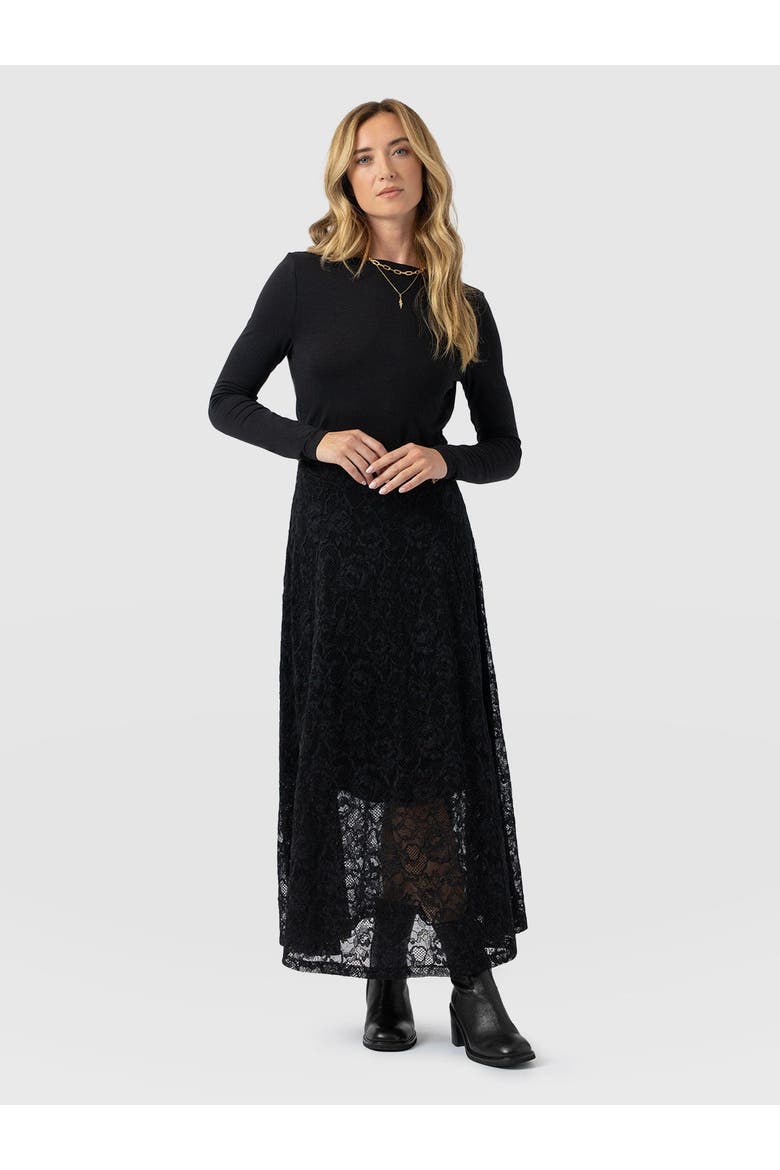 Lana A-Line Skirt, Alternate, color, Black Lace