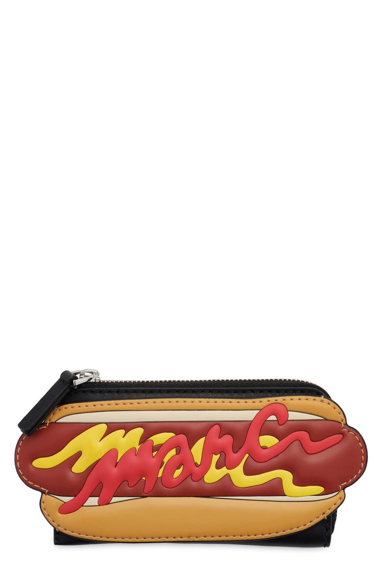 Hot Dog Top Zip Wallet, Main, color, BLACK MULTI