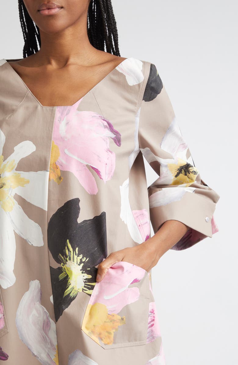 Stine Goya Floral Organic Cotton Poplin Minidress, Alternate, color, Wild Flowers