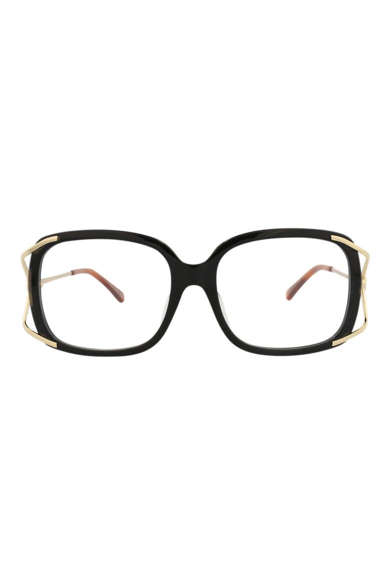 55mm Square Optical Glasses, Main, color, BLACK GOLD TRANSPARENT