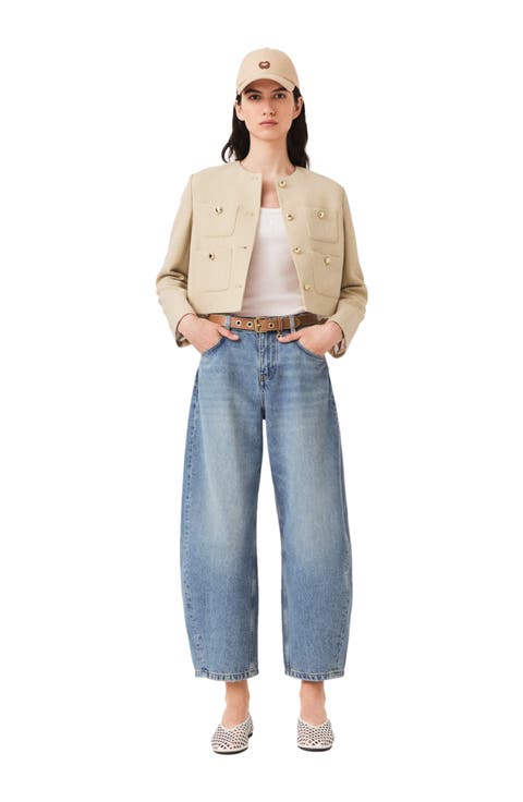 Short linen blend jacket