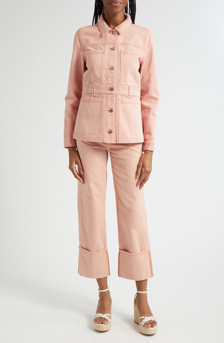 Veronica Beard Dylan Cuffed High Waist Relaxed Straight Leg Jeans, Alternate, color, Pink Blossom