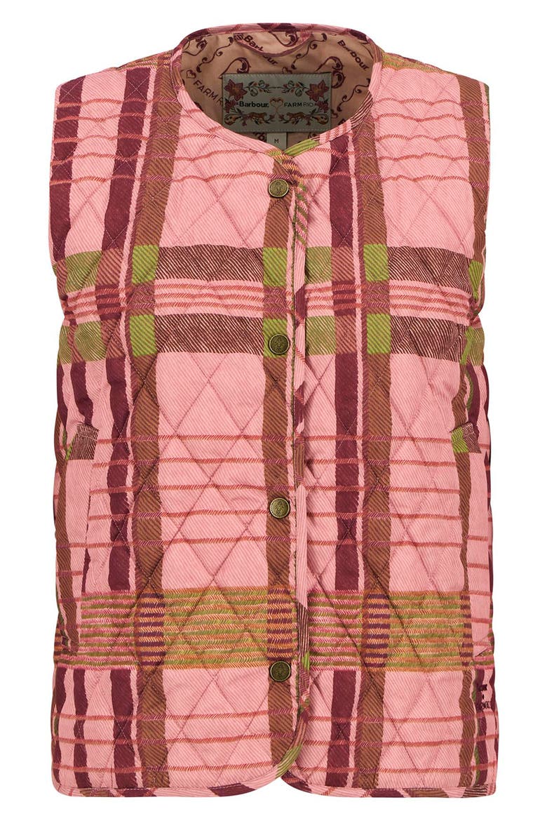x FARM Rio Fernanda Quilted Vest, Alternate, color, PINK TARTAN/ BEIGE HEART PRINT