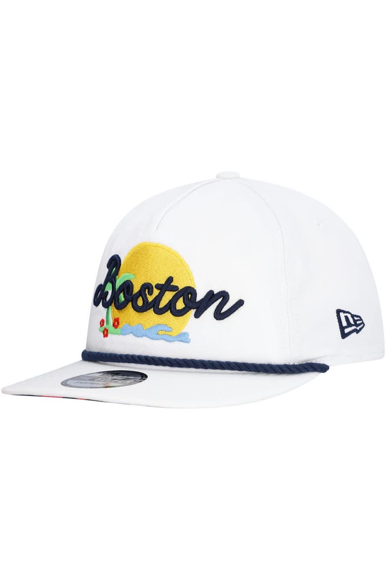 Men's New Era White Boston Red Sox Paradise Golfer Adjustable Hat, Alternate, color, White