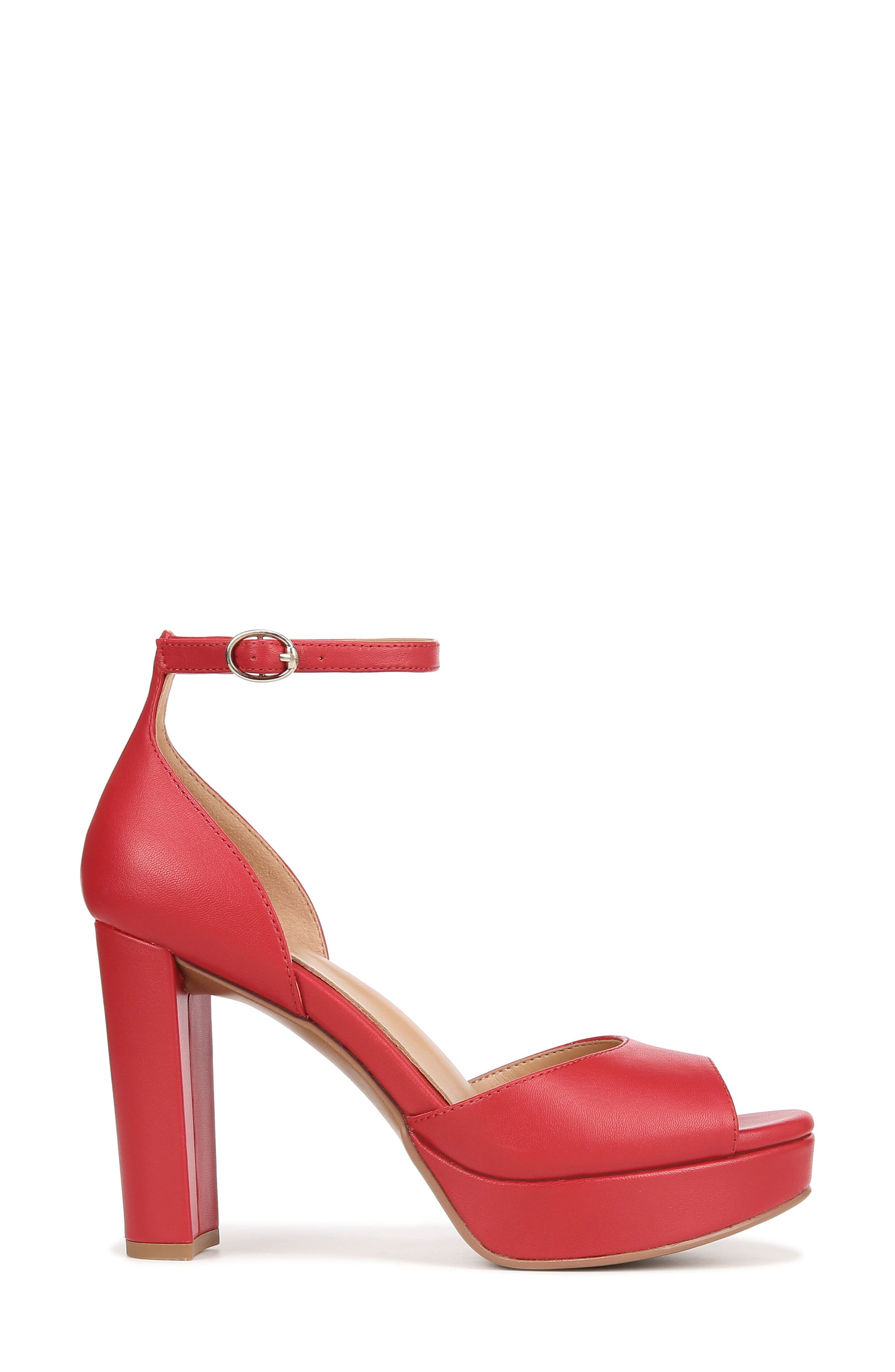 Naturalizer Melina Ankle Strap Platform Sandal, Alternate, color, Crimson Red Leather